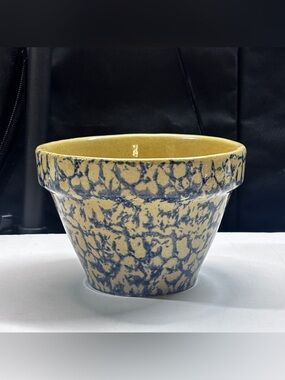 Roseville Pottery Robinson Ransbottom RRP Blue Sponge Ware Mixing Bowl 6” Vtg